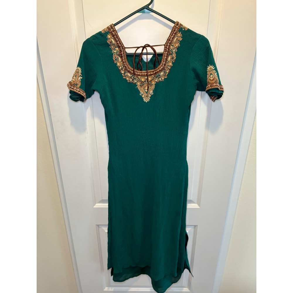 Indian Embellished Kurti Dress Green Gold. Ethic Dress‎